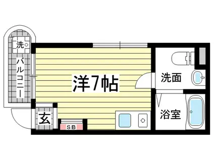 創土ハイツ(ワンルーム/6階)の間取り写真