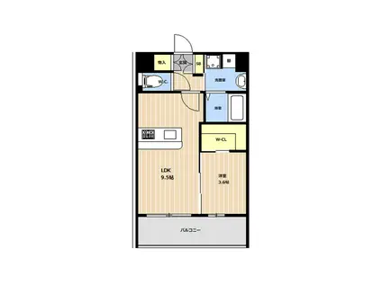 VALENTIA西公園(1LDK/2階)の間取り写真