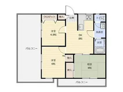 フローラルハイツダイキII(3DK/5階)の間取り写真