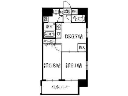 POND MUM・HAKATA(2DK/8階)の間取り写真