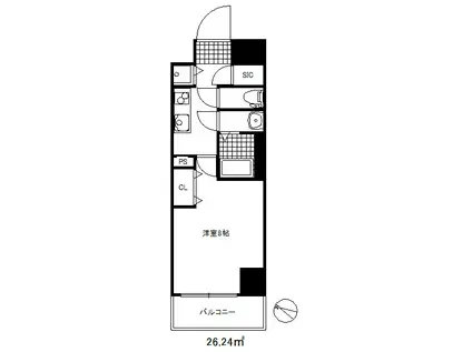 アドバンス三宮パルマ(1K/13階)の間取り写真