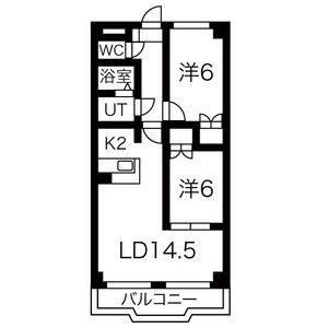 パラディーソ白壁(2LDK/4階)の間取り写真