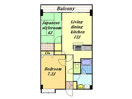 東京メトロ東西線 行徳駅 徒歩8分 8階建 築23年(2LDK/6階)の間取り写真
