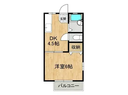 メゾンコウベII(1DK/2階)の間取り写真