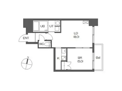 レジディア桑園(1LDK/3階)の間取り写真