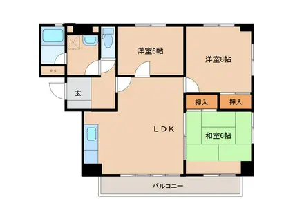 トーアAビル(3LDK/1階)の間取り写真