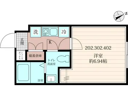 アルデンシア(1K/2階)の間取り写真