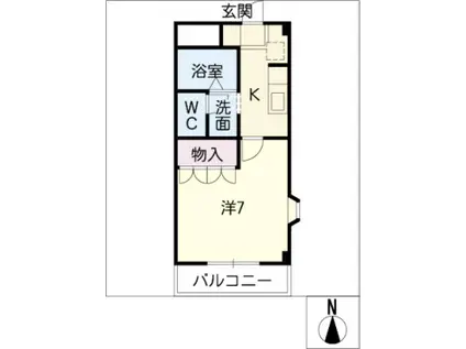 ウィング・コート(1K/2階)の間取り写真