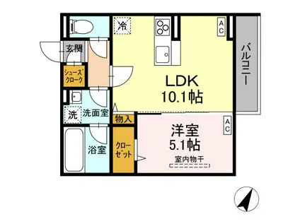 アセット-コート立川上砂町5丁目 A棟(1LDK/3階)の間取り写真