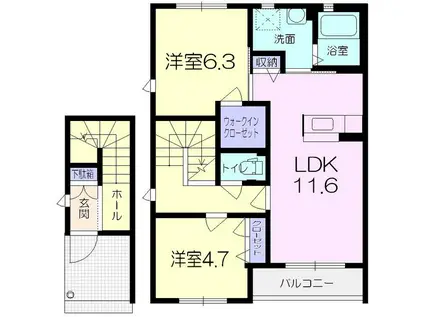 シャーメゾンアイ (2LDK/2階)の間取り写真