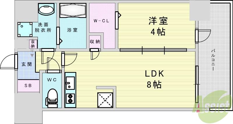 プランドール新北野(1LDK/7階)の間取り写真