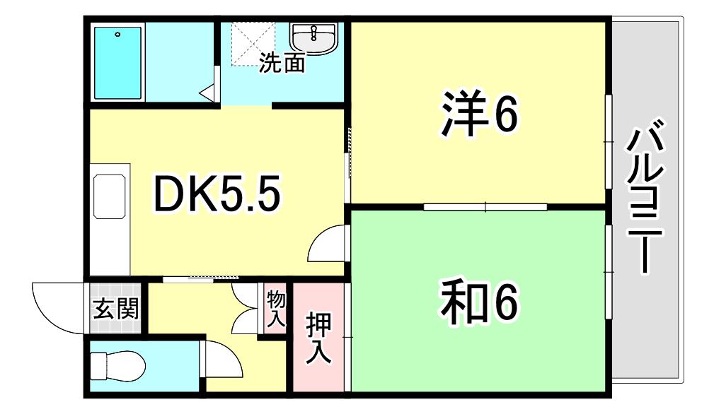 カーサオクムラ(2DK/1階)の間取り写真