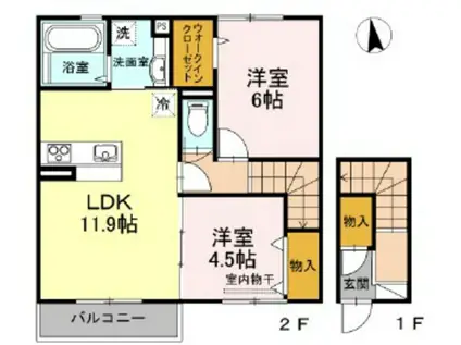 LA・MAISONB(2LDK/2階)の間取り写真