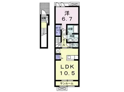ミ カーサ 弐番館(1LDK/2階)の間取り写真