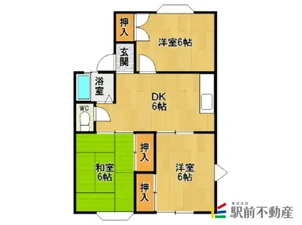 ファミール佐賀(3DK/2階)の間取り写真