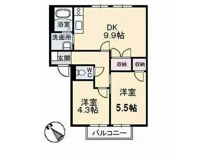 フレグランス安江(2DK/2階)の間取り写真