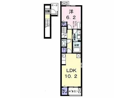 サザンカ ガーデン(1LDK/2階)の間取り写真