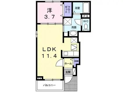 サニー・カーサ竹末(1LDK/1階)の間取り写真