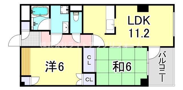 リバーコート湊川PARTII(2LDK/4階)の間取り写真