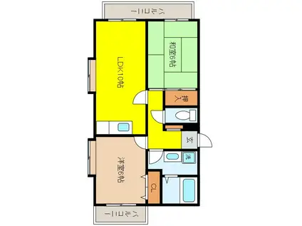 エレガンテ本山(2LDK/3階)の間取り写真