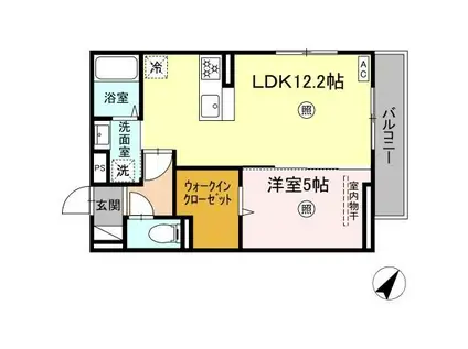 シャローム城原(1LDK/2階)の間取り写真