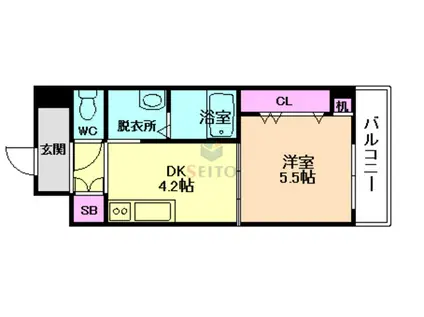 グランフォルテ田川(1DK/4階)の間取り写真