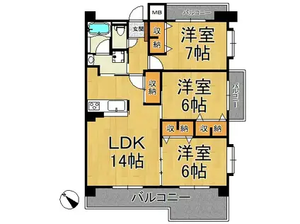 MAISONGRANDIOSE(3LDK/2階)の間取り写真