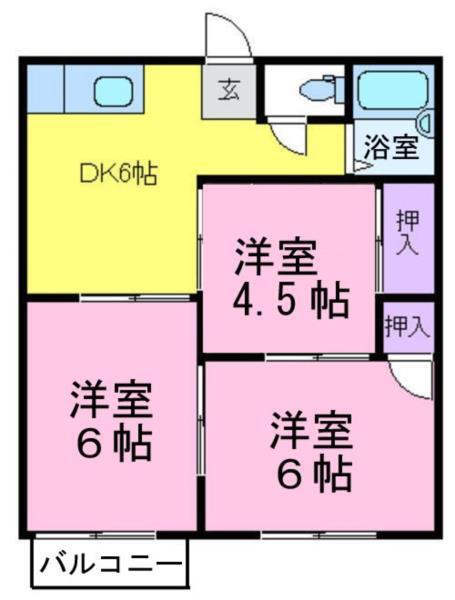 ヴェシンダード大野(3DK/2階)の間取り写真