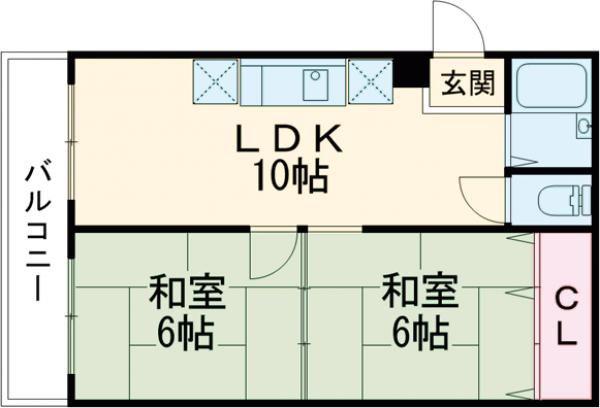 三葉ハイツ(2LDK/2階)の間取り写真