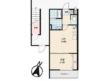 H-MAISON御幣島III(1LDK/2階)の間取り写真
