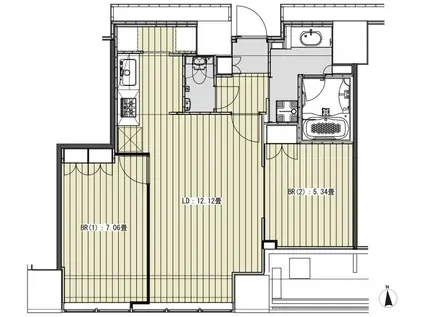 WHITETOWERHAMAMATSUCHO(2LDK/18階)の間取り写真