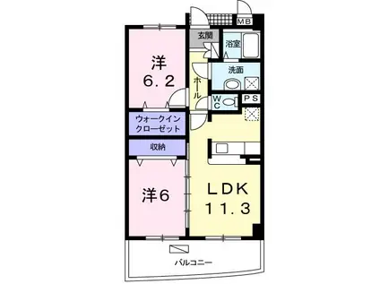 ノ-ス・エクセレント・春日(2LDK/1階)の間取り写真