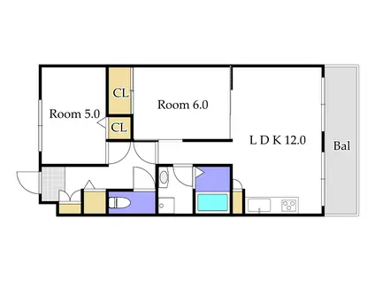 リアライズ円山(2LDK/2階)の間取り写真
