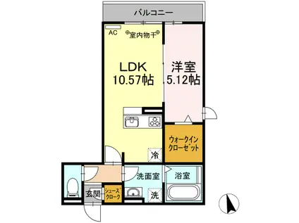 MAHALO(1LDK/2階)の間取り写真