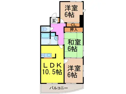 エドワール植田南(3LDK/3階)の間取り写真