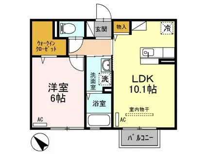 リッツハウスB棟(1LDK/2階)の間取り写真