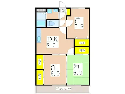 リバーサイドテラス(3DK/2階)の間取り写真