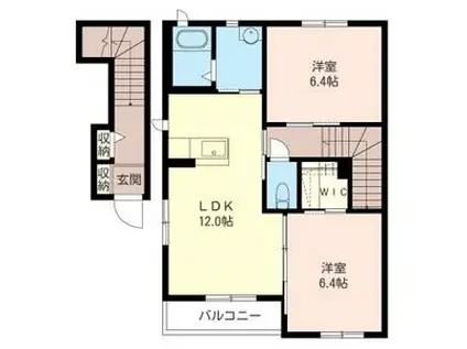 メゾン・ラルジュ E(2LDK/2階)の間取り写真