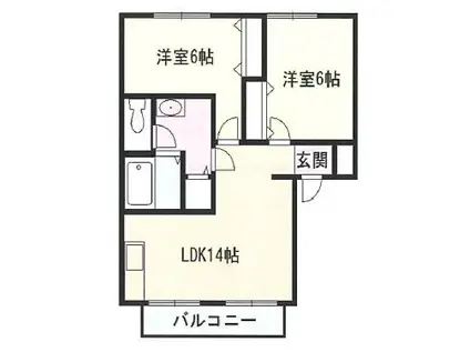 サンマリーナA(2LDK/1階)の間取り写真