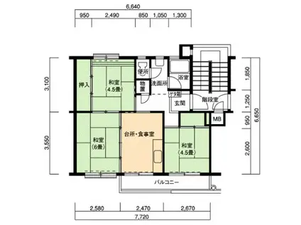 丸子団地 S-2(2LDK/3階)の間取り写真