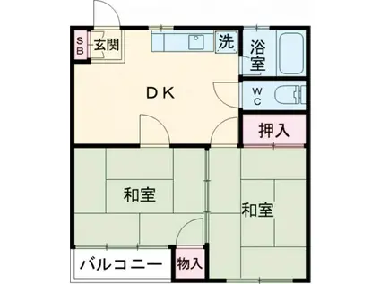 ファミーユ落合(2DK/2階)の間取り写真