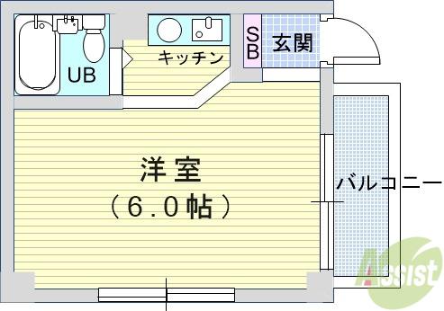 パレ豊南(ワンルーム/1階)の間取り写真