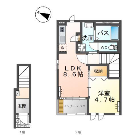 ネオ・クレスト(1LDK/2階)の間取り写真