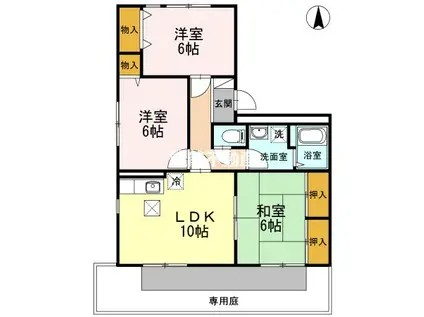 バティール西小森野 A棟(3LDK/1階)の間取り写真