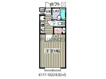 アサヒコーポ(1K/1階)の間取り写真