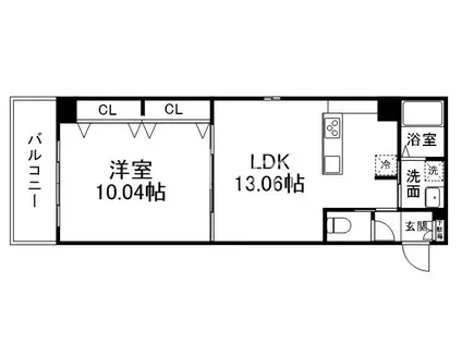 メディナ西院(1LDK/2階)の間取り写真