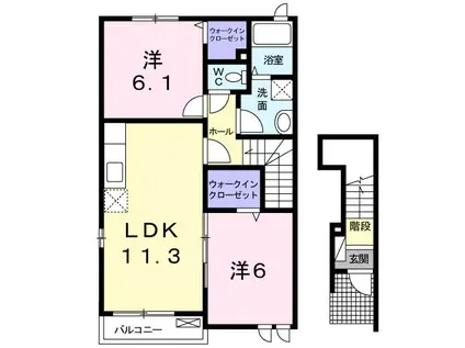 パストラル レジデンス B(2LDK/2階)の間取り写真