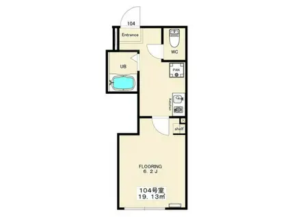 CALM平井II(1K/1階)の間取り写真