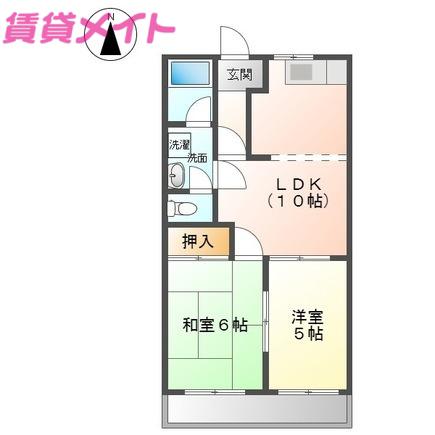 コーポパーシモンII(2LDK/2階)の間取り写真