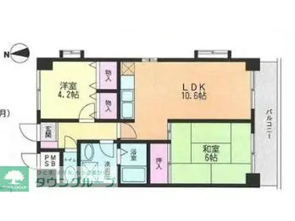 ファインサイト市ヶ尾(2LDK/6階)の間取り写真